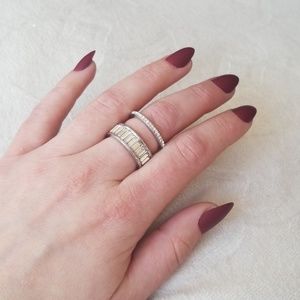 Baguette + Stone Stackable Duo Rings 💎